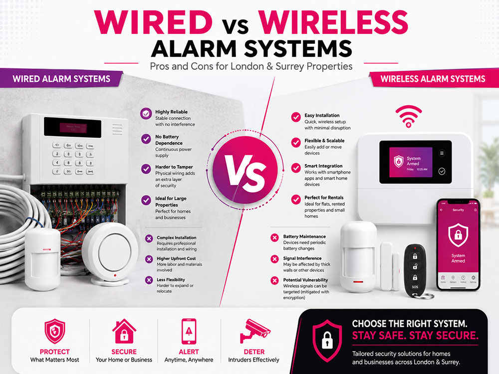 Wired vs Wireless Alarm Systems: Pros and Cons for London & Surrey Properties